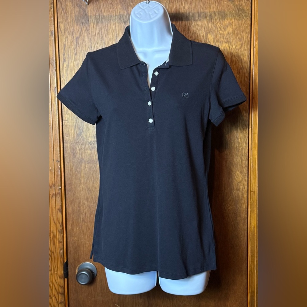 NWT - Izod Woman's Black Button Down Polo Shirt - S/P